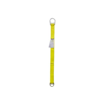 SUPER ANCHOR SAFETY 36"x2" Heavy Duty Tie Off Strap Yellow Nylon w/Forged Large D-ring & Small D-Ring 6031-D
